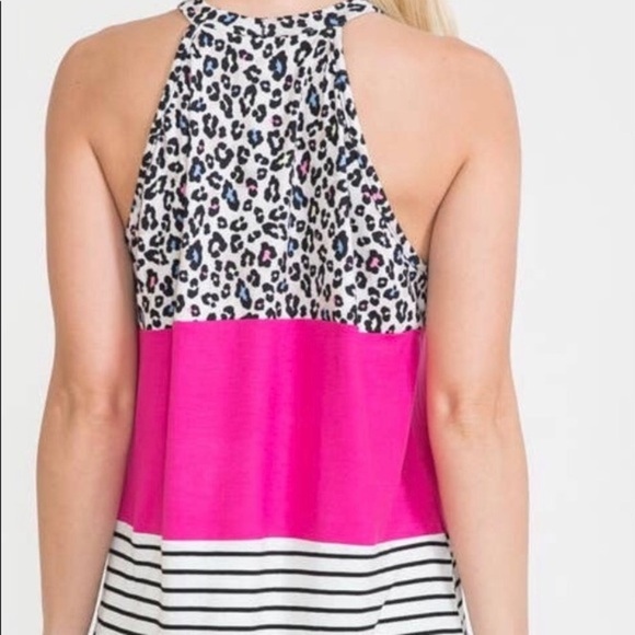 Leopard Print color Block Halter - Picture 5 of 6